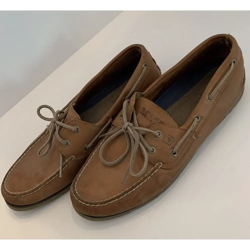 Size 12M Sperry Brown Leather Leeward Boat Shoes Mens 0777894